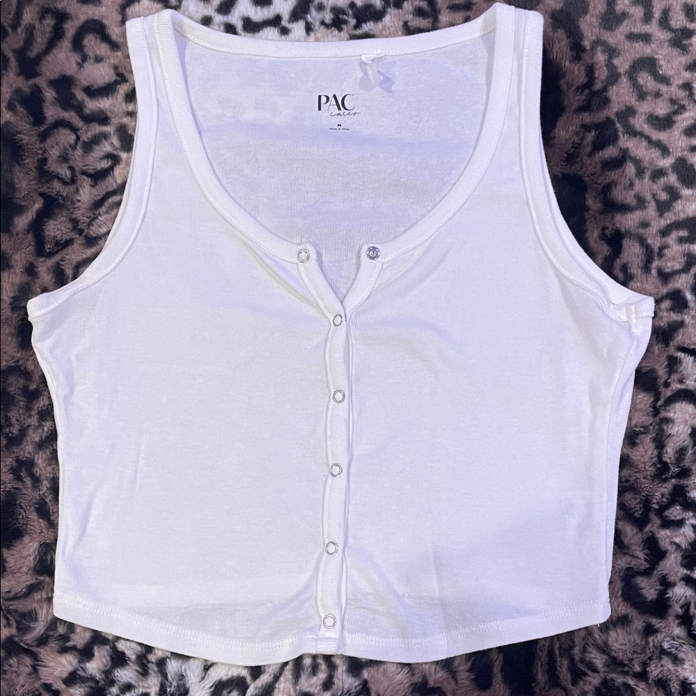 PacSun White Button-Front Tank Top